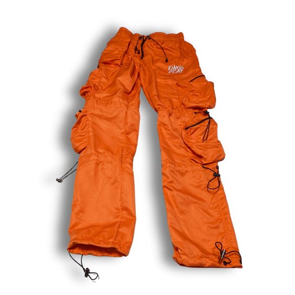 Kings Play Orange Cargo Jogger Pants Sz M W30" Hip Hop Streetwear Sweatpants - Picture 3 of 7